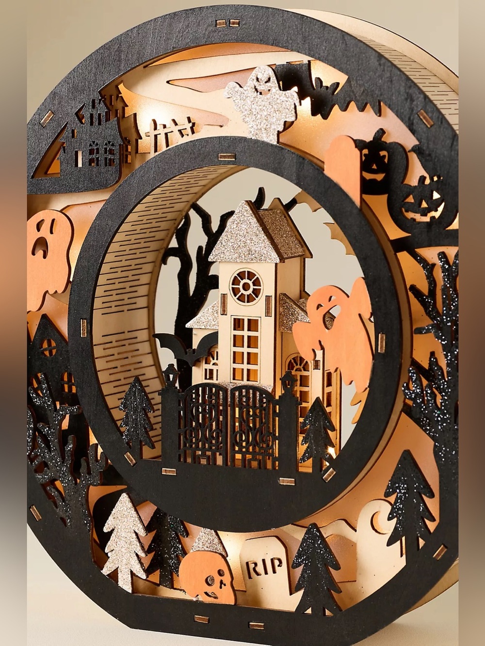 Anthropologie Halloween Light-Up Wood Mantel Letter